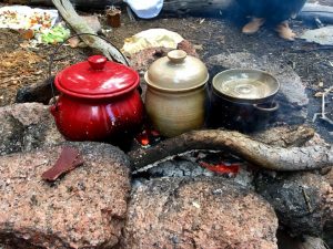 Cooking on the fire